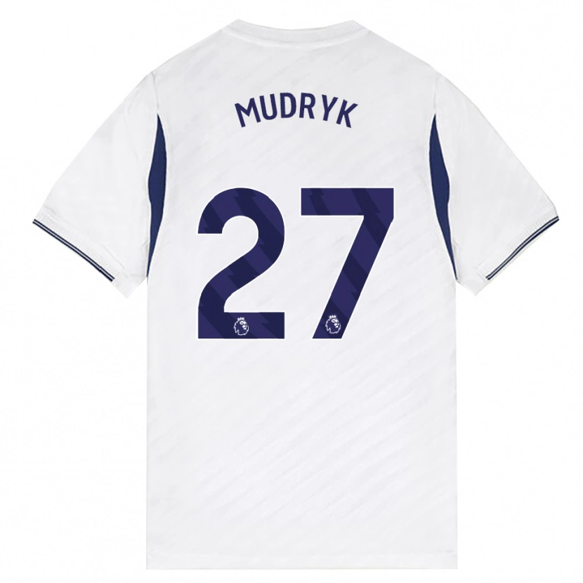 Danxen Dzieci Mykhaylo Mudryk #27 Biały Czerwony Fioletowy Domowa Koszulka 2026/27 Koszulki Klubowe