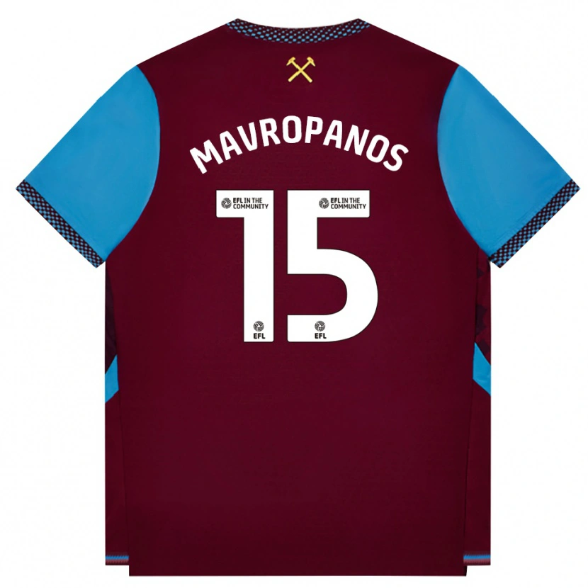 Danxen Dzieci Konstantinos Mavropanos #15 Bordowy Niebieski Chaber Domowa Koszulka 2026/27 Koszulki Klubowe