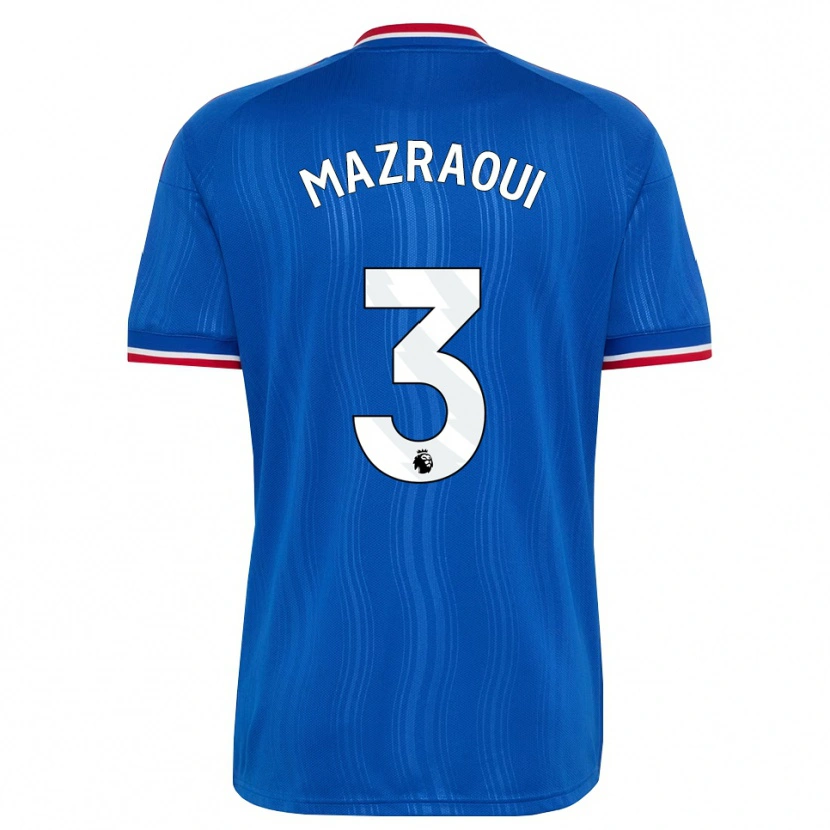 Danxen Dzieci Noussair Mazraoui #3 Niebieski Biały Czerwony Wyjazdowa Koszulka 2026/27 Koszulki Klubowe