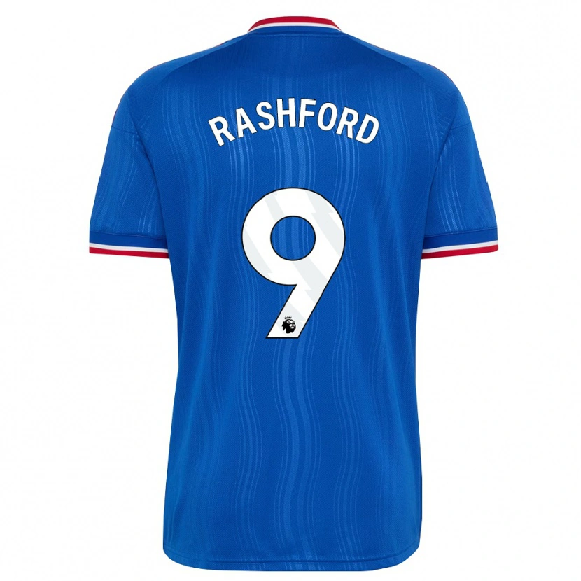 Danxen Dzieci Marcus Rashford #9 Niebieski Biały Czerwony Wyjazdowa Koszulka 2026/27 Koszulki Klubowe