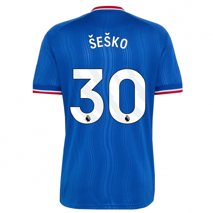 Danxen Dzieci Benjamin Sesko #30 Niebieski Biały Czerwony Wyjazdowa Koszulka 2026/27 Koszulki Klubowe