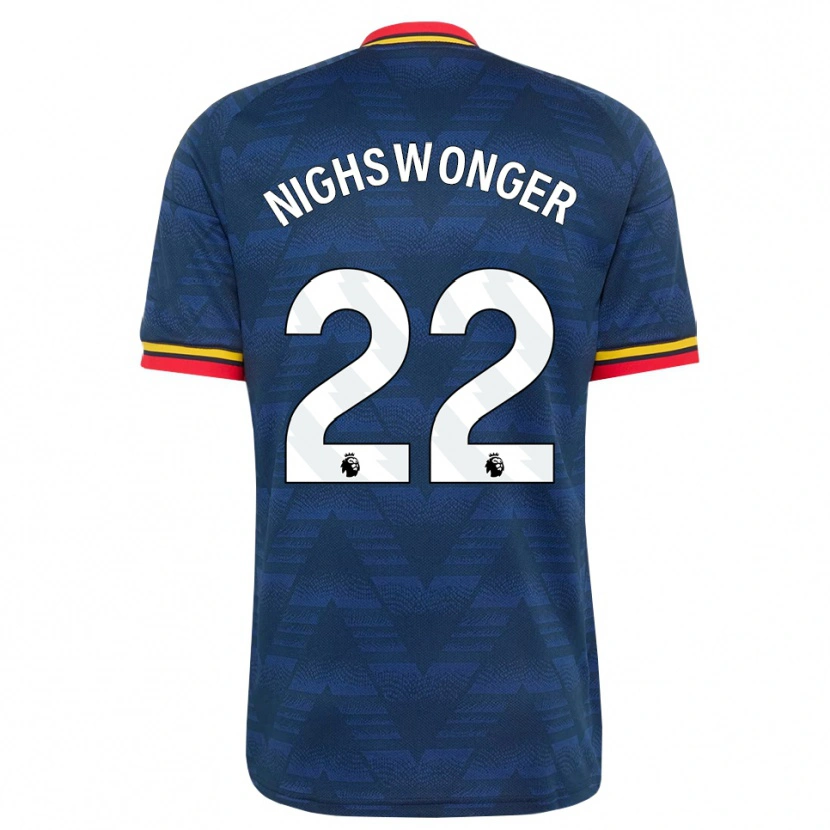 Danxen Dzieci Jenna Nighswonger #22 Północnoniebieski Żółty Czerwony Wyjazdowa Koszulka 2026/27 Koszulki Klubowe