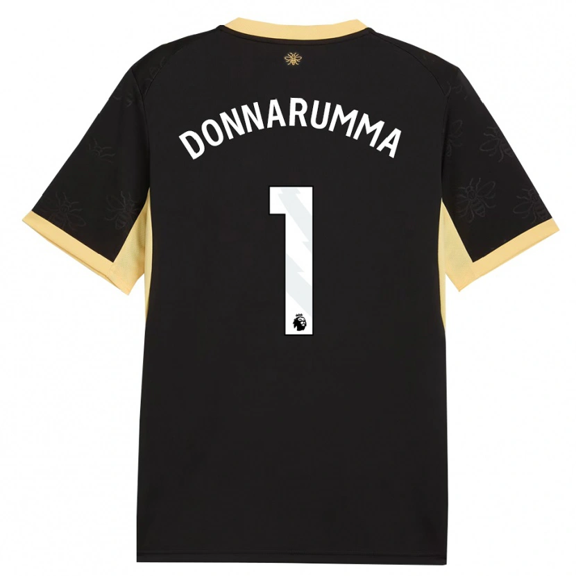 Danxen Dzieci Gianluigi Donnarumma #1 Czarny Żółty Wyjazdowa Koszulka 2026/27 Koszulki Klubowe