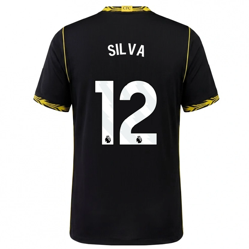 Danxen Dzieci Isago Silva #12 Czarny Żółty Wyjazdowa Koszulka 2026/27 Koszulki Klubowe