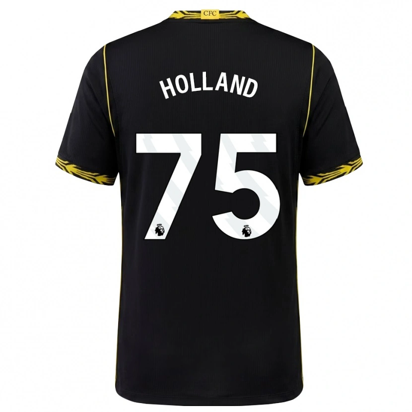Danxen Dzieci Charlie Holland #75 Czarny Żółty Wyjazdowa Koszulka 2026/27 Koszulki Klubowe