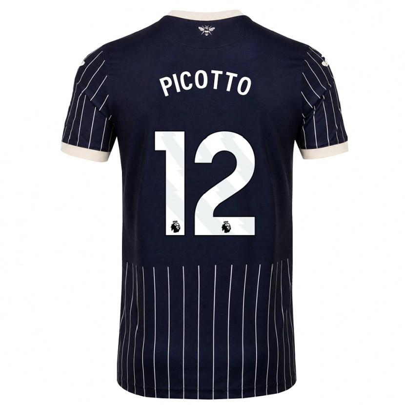 Danxen Dzieci Luca Picotto #12 Czarny Biały Wyjazdowa Koszulka 2026/27 Koszulki Klubowe