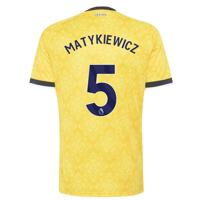 Danxen Dzieci Luke Matykiewicz #5 Żółty Biały Czarny Wyjazdowa Koszulka 2026/27 Koszulki Klubowe