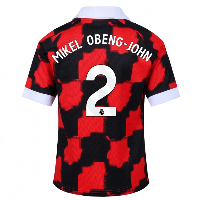Danxen Dzieci Joe Mikel Obeng-John #2 Czerwony Biały Czarny Wyjazdowa Koszulka 2026/27 Koszulki Klubowe