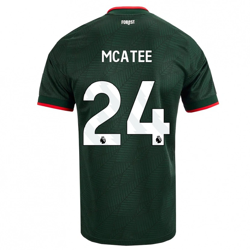 Danxen Dzieci James Mcatee #24 Ciemnozielony Czerwony Wyjazdowa Koszulka 2026/27 Koszulki Klubowe