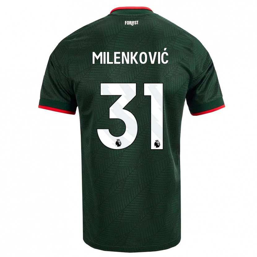 Danxen Dzieci Nikola Milenković #31 Ciemnozielony Czerwony Wyjazdowa Koszulka 2026/27 Koszulki Klubowe