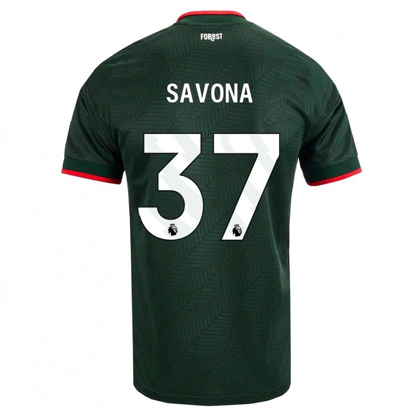 Danxen Dzieci Nicolò Savona #37 Ciemnozielony Czerwony Wyjazdowa Koszulka 2026/27 Koszulki Klubowe