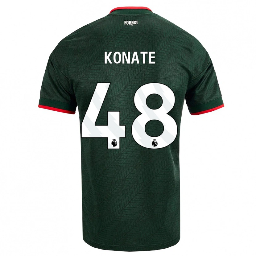 Danxen Dzieci Ateef Konaté #48 Ciemnozielony Czerwony Wyjazdowa Koszulka 2026/27 Koszulki Klubowe