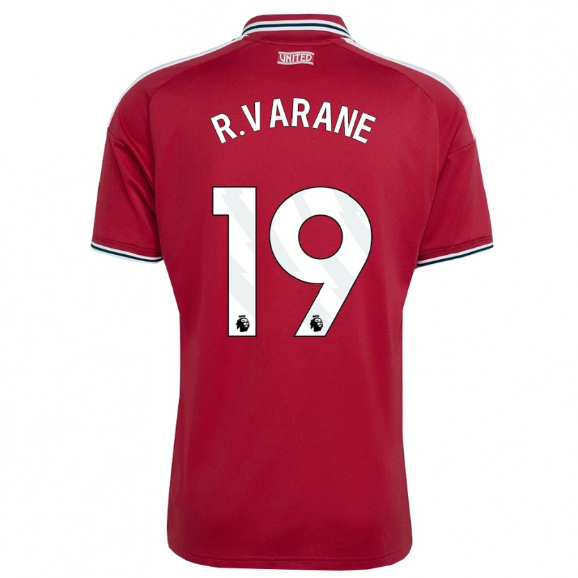 Danxen Męski Raphael Varane #19 Czerwony Żółty Biały Domowa Koszulka 2026/27 Koszulki Klubowe
