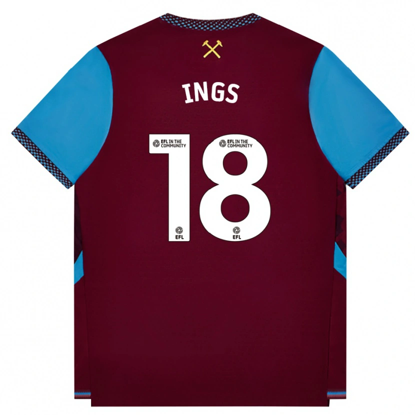 Danxen Męski Danny Ings #18 Bordowy Niebieski Chaber Domowa Koszulka 2026/27 Koszulki Klubowe