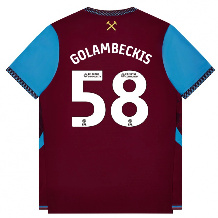 Danxen Męski Airidas Golambeckis #58 Bordowy Niebieski Chaber Domowa Koszulka 2026/27 Koszulki Klubowe