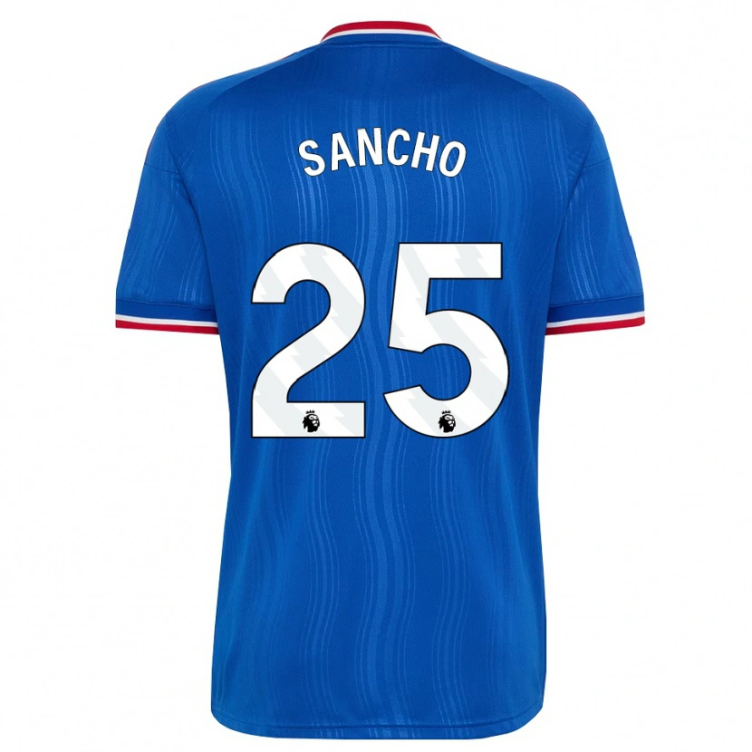 Danxen Męski Jadon Sancho #25 Niebieski Biały Czerwony Wyjazdowa Koszulka 2026/27 Koszulki Klubowe