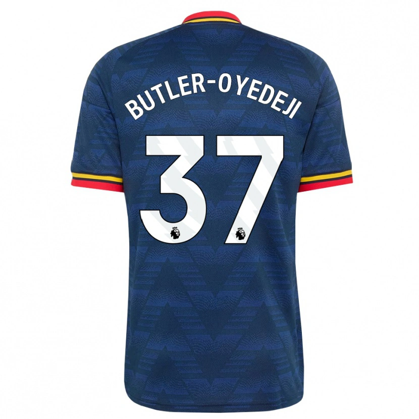 Danxen Męski Nathan Butler-Oyedeji #37 Północnoniebieski Żółty Czerwony Wyjazdowa Koszulka 2026/27 Koszulki Klubowe