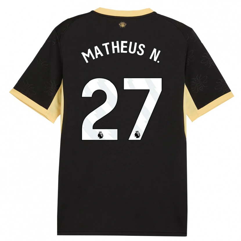 Danxen Męski Matheus Nunes #27 Czarny Żółty Wyjazdowa Koszulka 2026/27 Koszulki Klubowe
