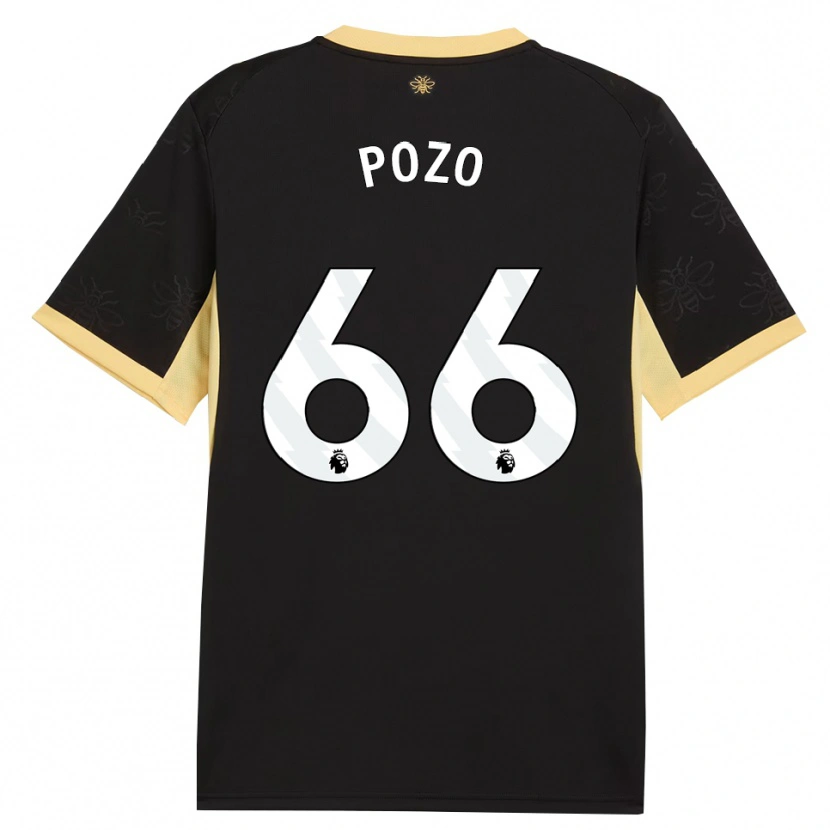 Danxen Męski Iker Pozo #66 Czarny Żółty Wyjazdowa Koszulka 2026/27 Koszulki Klubowe
