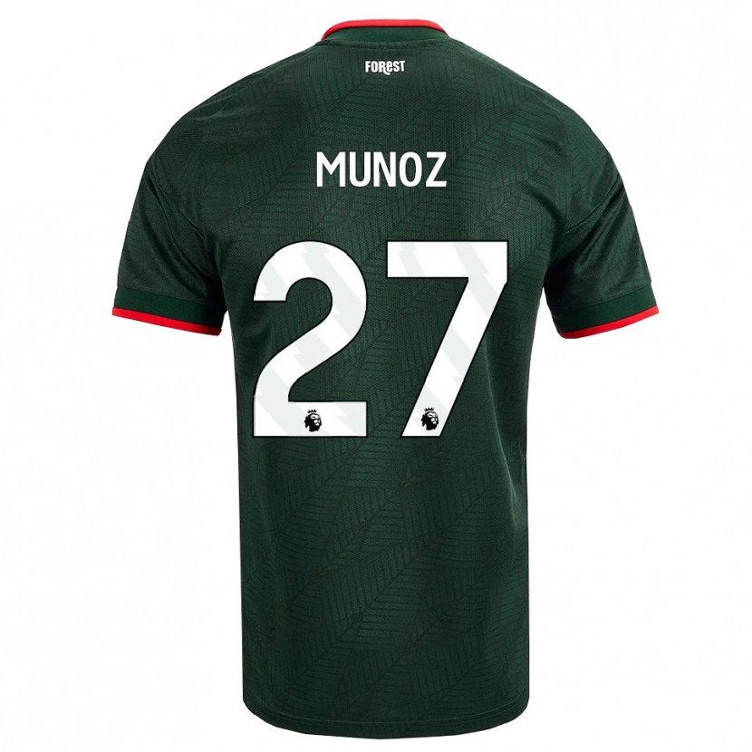 Danxen Męski Daniel Muñoz #27 Ciemnozielony Czerwony Wyjazdowa Koszulka 2026/27 Koszulki Klubowe
