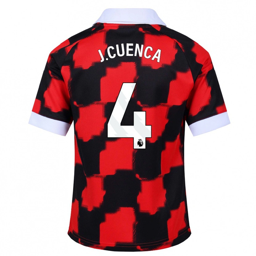 Danxen Męski Jorge Cuenca #4 Czerwony Biały Czarny Wyjazdowa Koszulka 2026/27 Koszulki Klubowe
