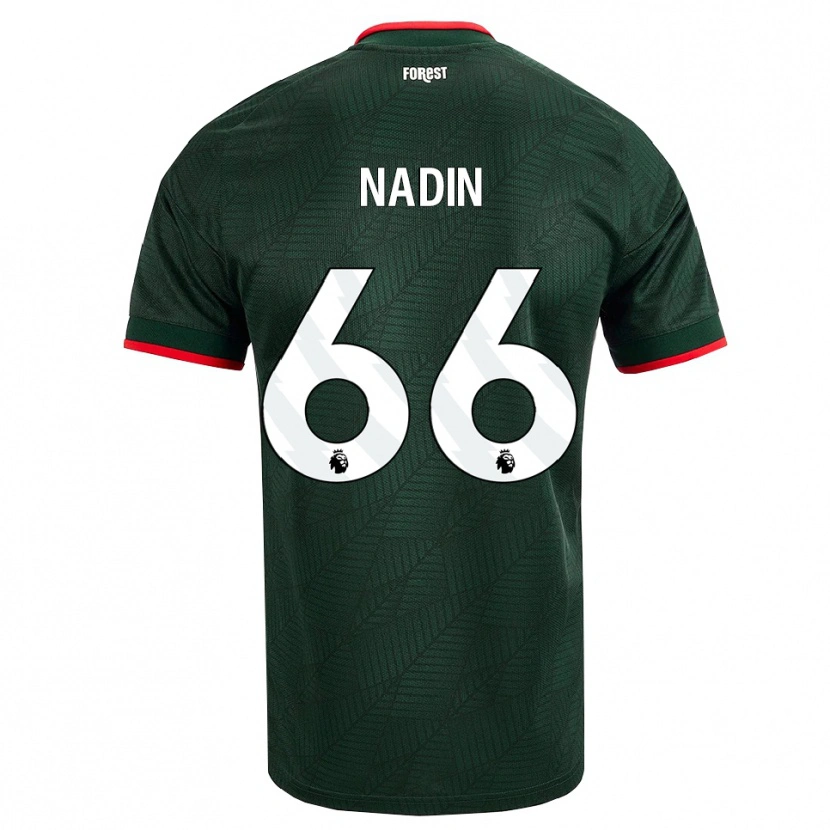 Danxen Męski Jack Nadin #66 Ciemnozielony Czerwony Wyjazdowa Koszulka 2026/27 Koszulki Klubowe