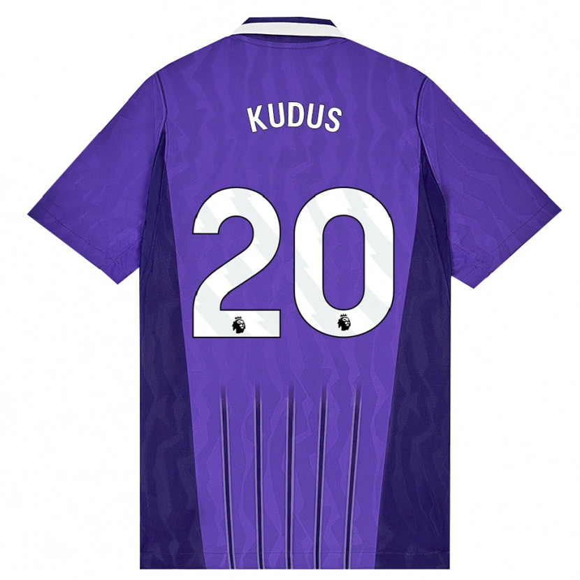 Danxen Męski Mohammed Kudus #20 Fioletowy Biały Trzeci Komplet Koszulka 2026/27 Koszulki Klubowe