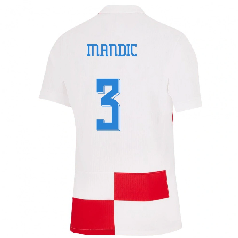 Danxen Dzieci Chorwacja Kristian Mandic #3 Biało - Czerwony Domowa Koszulka 24-26 Koszulki Klubowe