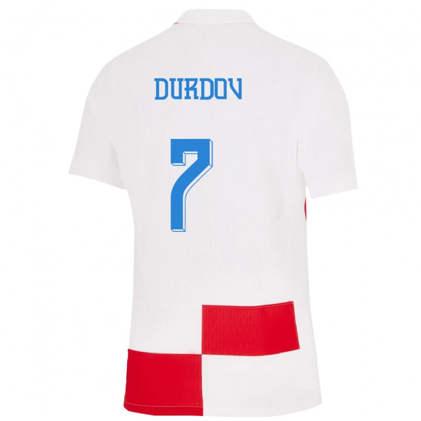 Danxen Dzieci Chorwacja Bruno Durdov #7 Biało - Czerwony Domowa Koszulka 24-26 Koszulki Klubowe