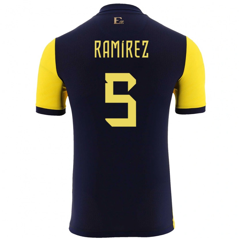 Danxen Dzieci Ecuador Cristian Ramírez #5 Żółty Domowa Koszulka 24-26 Koszulki Klubowe