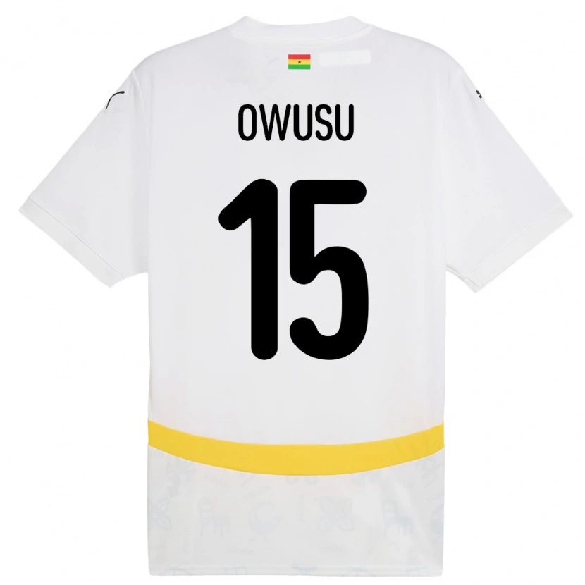 Danxen Dzieci Ghana Elisha Owusu #15 Biały Domowa Koszulka 24-26 Koszulki Klubowe