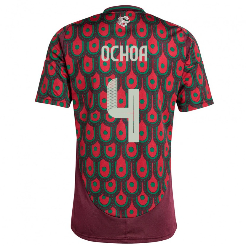 Danxen Dzieci Meksyk Diego Ochoa #4 Kasztanowaty Domowa Koszulka 24-26 Koszulki Klubowe