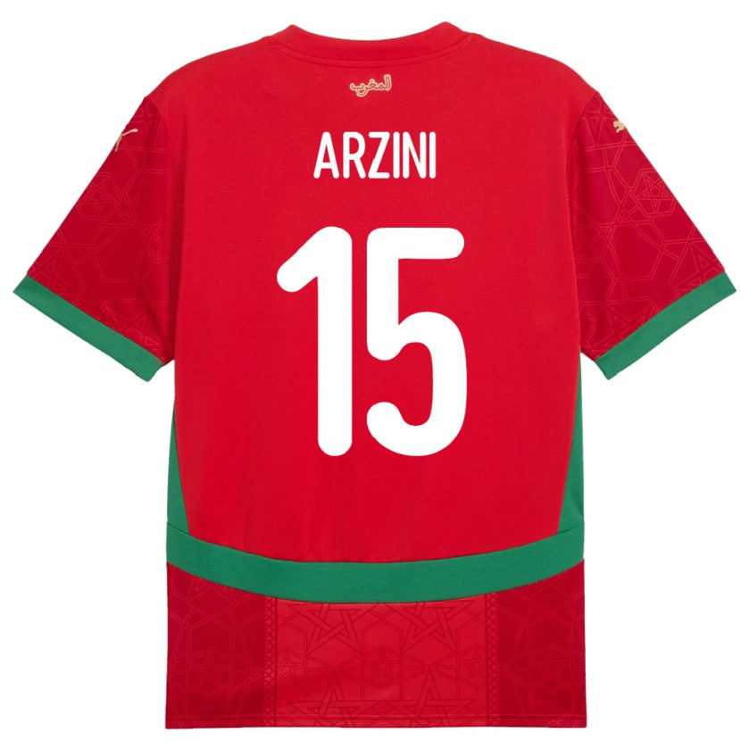 Danxen Dzieci Maroko Ilyas Arzini #15 Czerwony Domowa Koszulka 24-26 Koszulki Klubowe