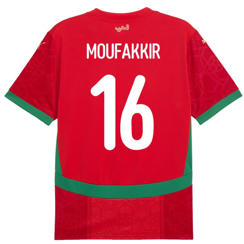 Danxen Dzieci Maroko Ishak Moufakkir #16 Czerwony Domowa Koszulka 24-26 Koszulki Klubowe