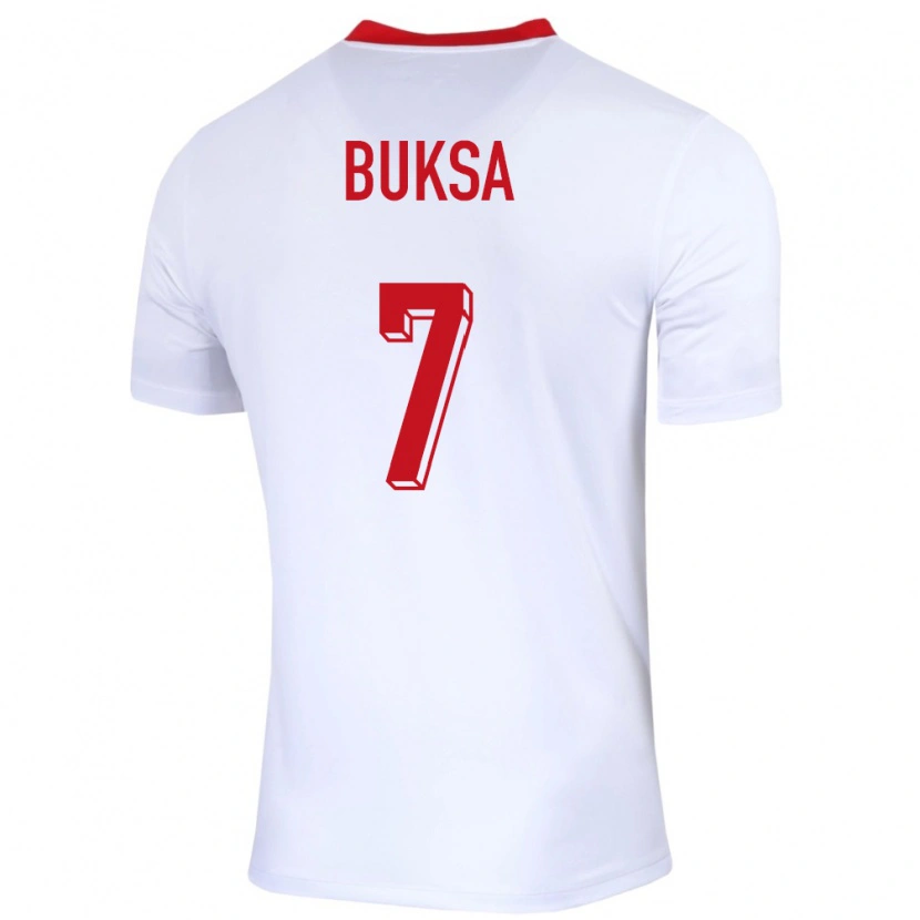 Danxen Dzieci Polska Aleksander Buksa #7 Biały Domowa Koszulka 24-26 Koszulki Klubowe