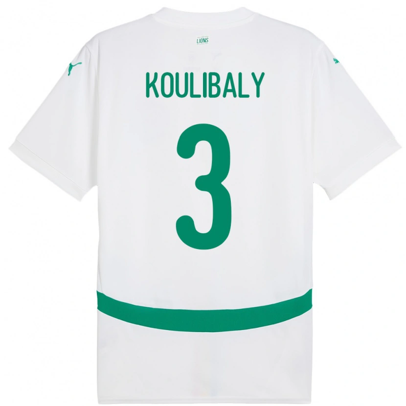 Danxen Dzieci Senegal Kalidou Koulibaly #3 Biały Domowa Koszulka 24-26 Koszulki Klubowe