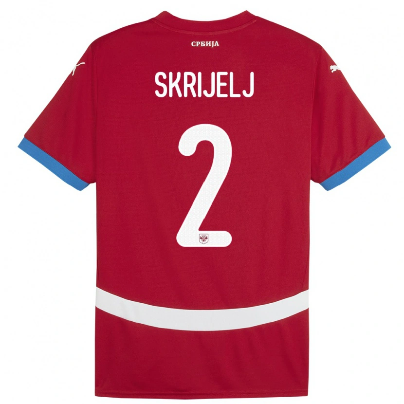 Danxen Dzieci Serbia Ahmed Skrijelj #2 Czerwony Domowa Koszulka 24-26 Koszulki Klubowe