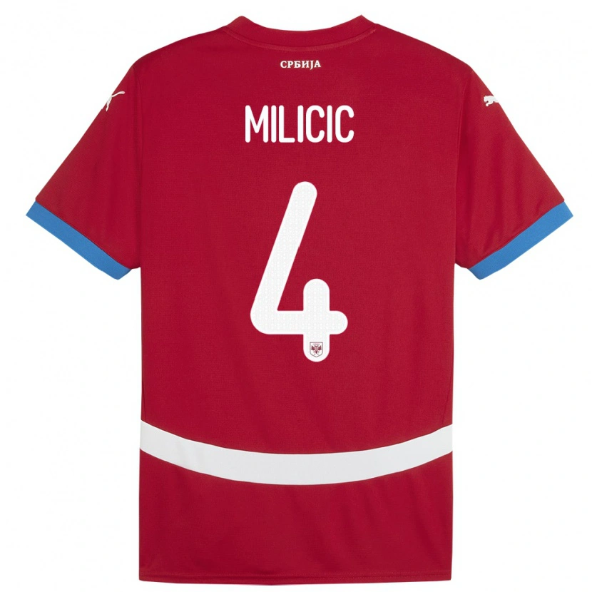 Danxen Dzieci Serbia Nikola Milicic #4 Czerwony Domowa Koszulka 24-26 Koszulki Klubowe