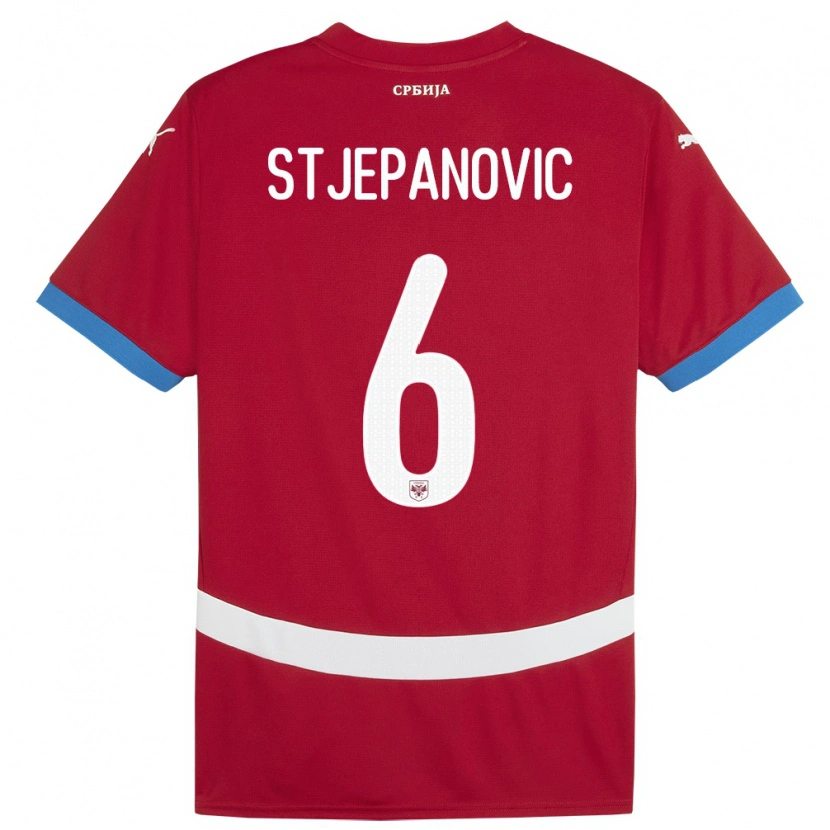 Danxen Dzieci Serbia Mateja Stjepanovic #6 Czerwony Domowa Koszulka 24-26 Koszulki Klubowe