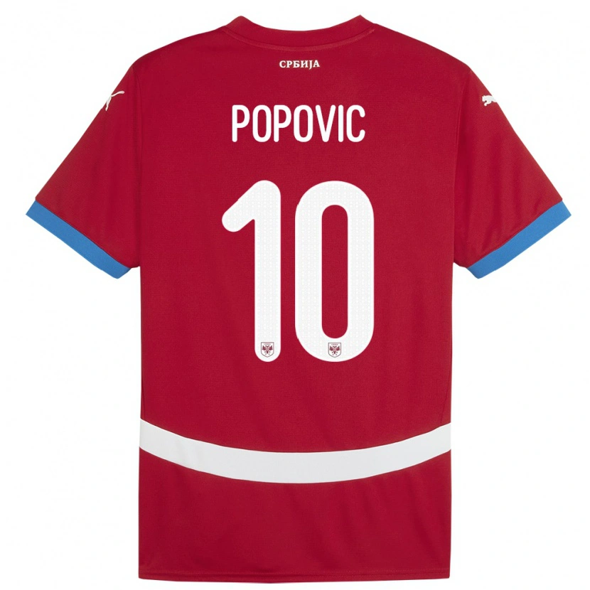 Danxen Dzieci Serbia Matija Popovic #10 Czerwony Domowa Koszulka 24-26 Koszulki Klubowe