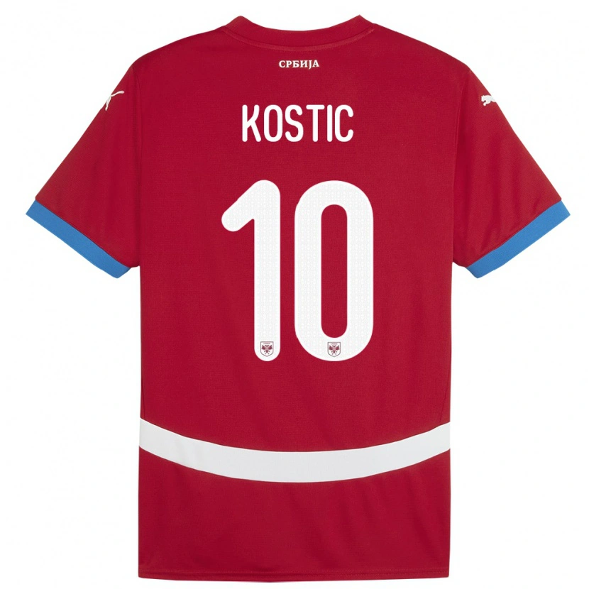 Danxen Dzieci Serbia Bogdan Kostic #10 Czerwony Domowa Koszulka 24-26 Koszulki Klubowe
