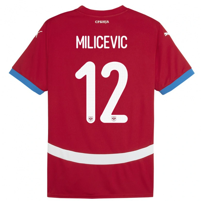 Danxen Dzieci Serbia Marko Milicevic #12 Czerwony Domowa Koszulka 24-26 Koszulki Klubowe