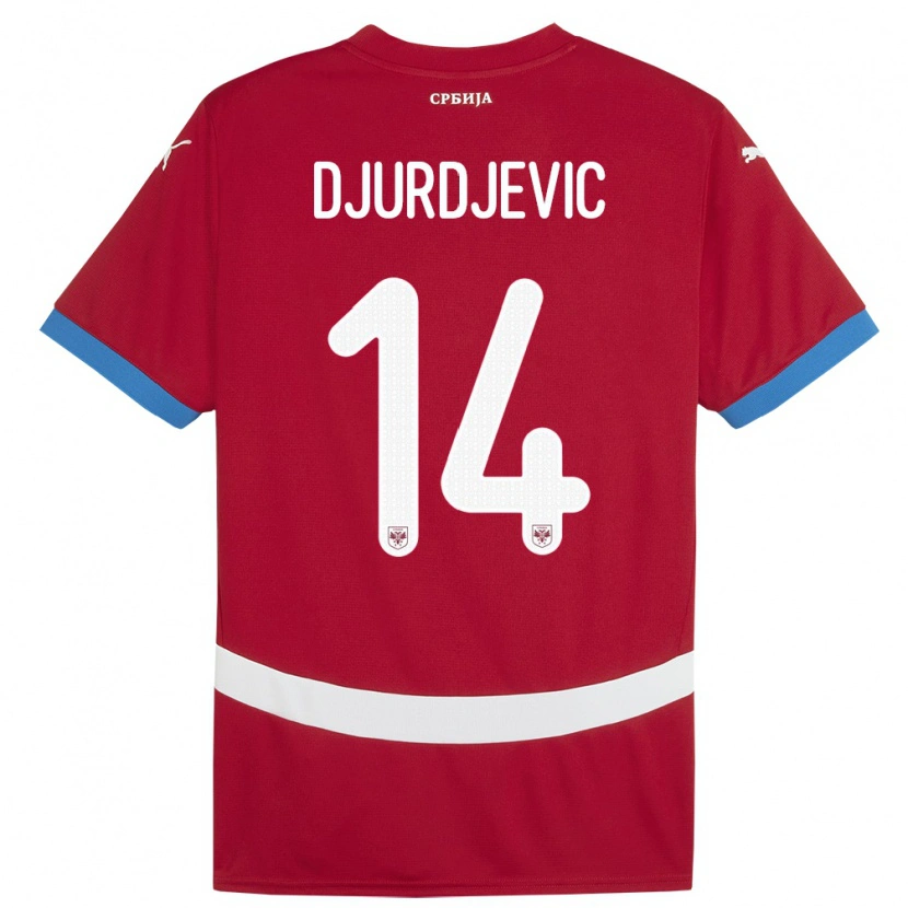 Danxen Dzieci Serbia Vukasin Djurdjevic #14 Czerwony Domowa Koszulka 24-26 Koszulki Klubowe