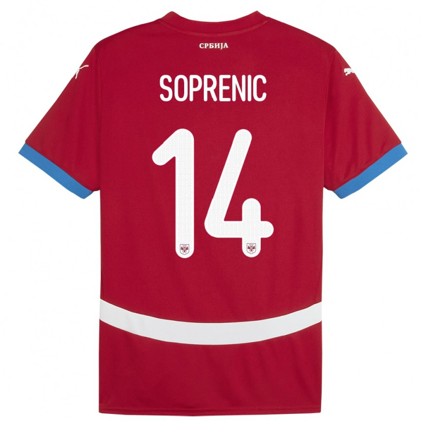 Danxen Dzieci Serbia Milos Soprenic #14 Czerwony Domowa Koszulka 24-26 Koszulki Klubowe