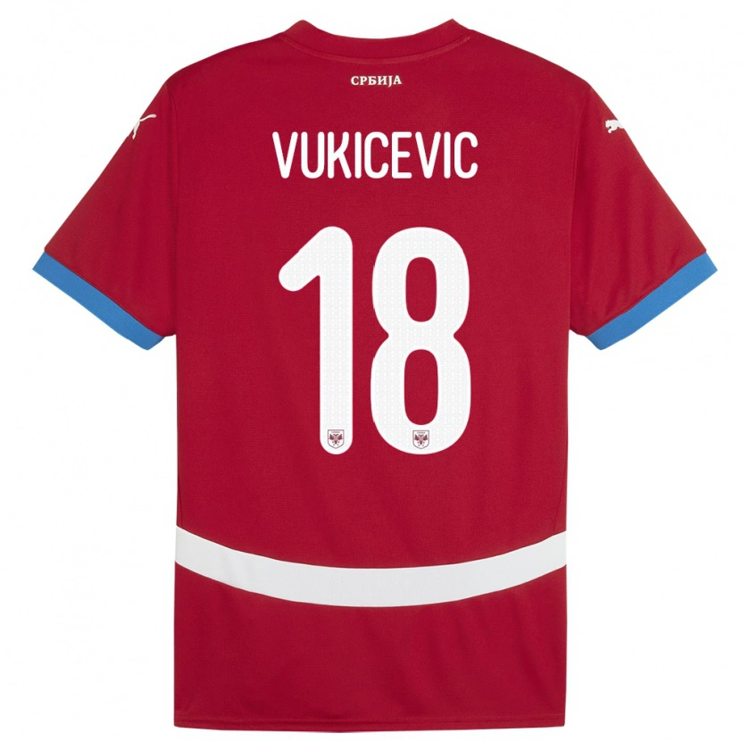 Danxen Dzieci Serbia Aleksej Vukicevic #18 Czerwony Domowa Koszulka 24-26 Koszulki Klubowe