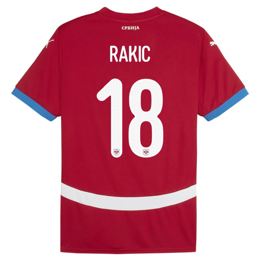 Danxen Dzieci Serbia Strahinja Rakic #18 Czerwony Domowa Koszulka 24-26 Koszulki Klubowe