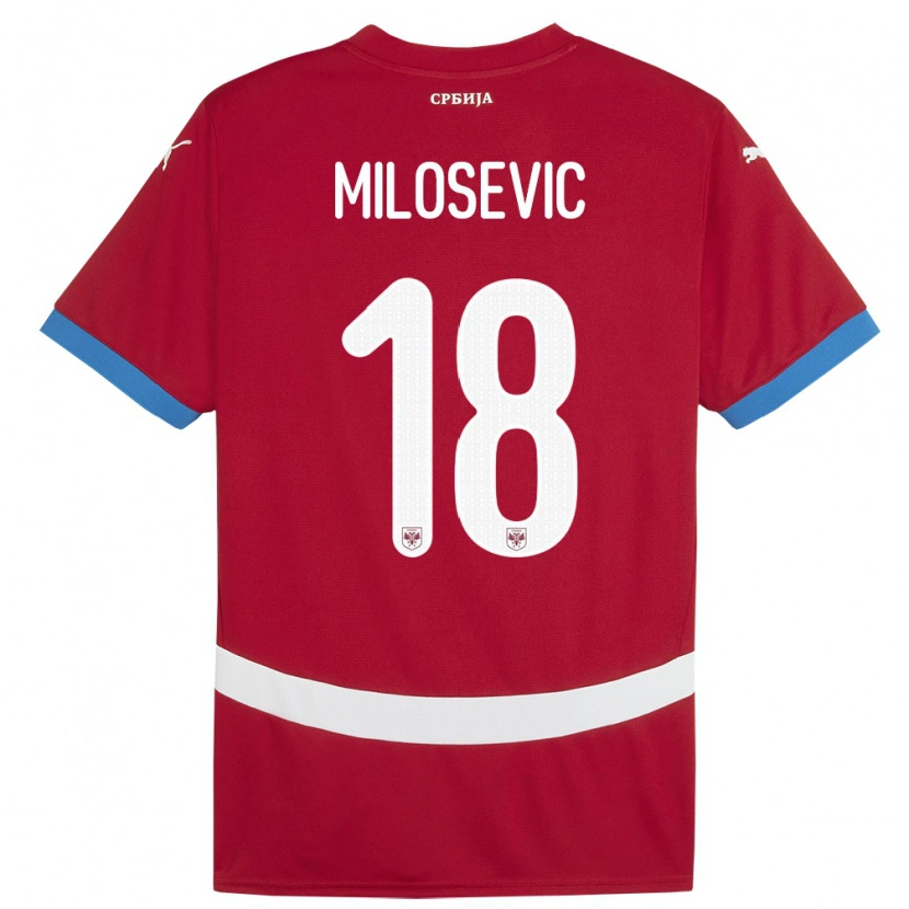 Danxen Dzieci Serbia Mateja Milosevic #18 Czerwony Domowa Koszulka 24-26 Koszulki Klubowe