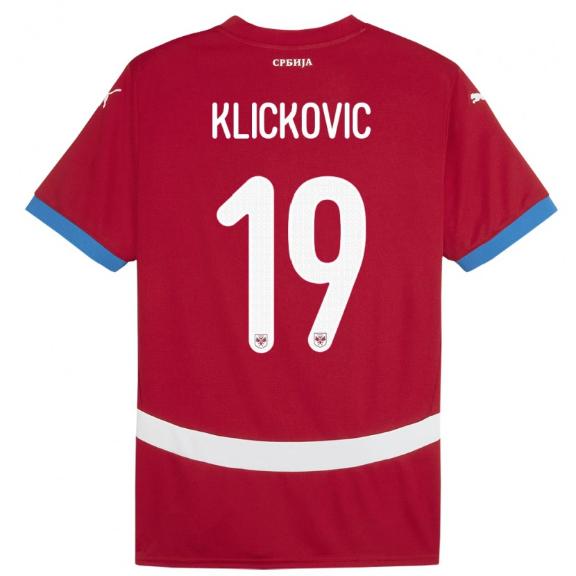 Danxen Dzieci Serbia Maksim Klickovic #19 Czerwony Domowa Koszulka 24-26 Koszulki Klubowe
