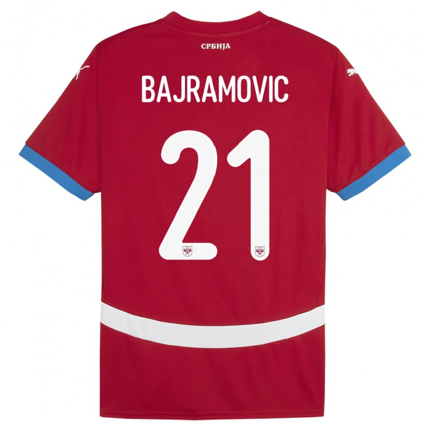 Danxen Dzieci Serbia Eldin Bajramovic #21 Czerwony Domowa Koszulka 24-26 Koszulki Klubowe