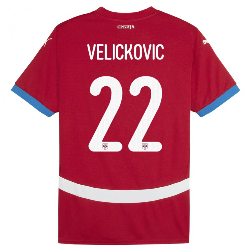 Danxen Dzieci Serbia Marko Velickovic #22 Czerwony Domowa Koszulka 24-26 Koszulki Klubowe